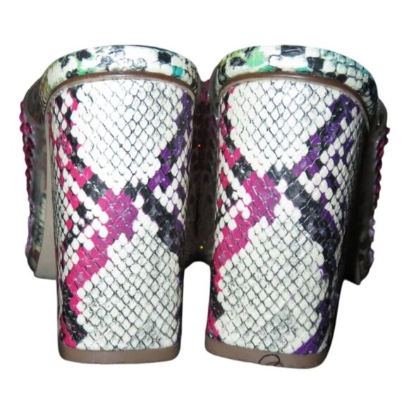 Steve Madden Multicolor Rhinestone Embellished Snake Skin Heeled Mules Size 6 - Picture 4 of 10